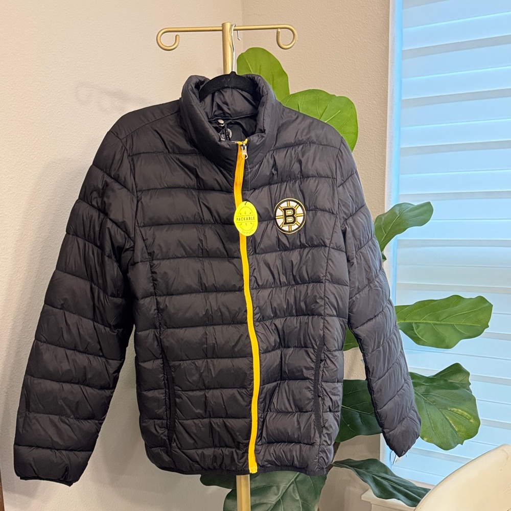 Boston Bruins NHL Quilted Packable Winter Jacket Black G111 By Carl Banks: Small